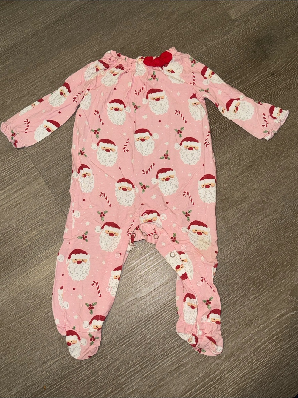 Mud Pie Pink Santa Footed One-Piece
